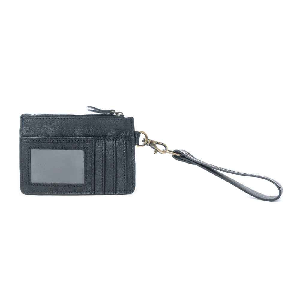Myra Wildflower Mesa Handtooled Hairon Leather Card Holder In Prairie Amber