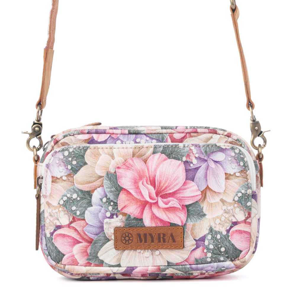 Myra Meadow Song Cotton & Leather Crossbody Bag in Meadow Blush