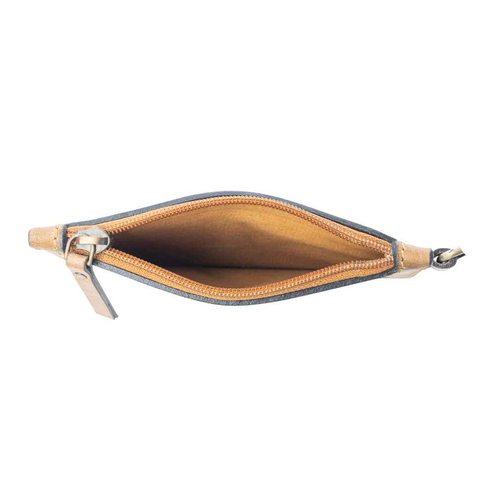 Myra Sierra Scroll Handtooled Card Holder in Bronco Umber