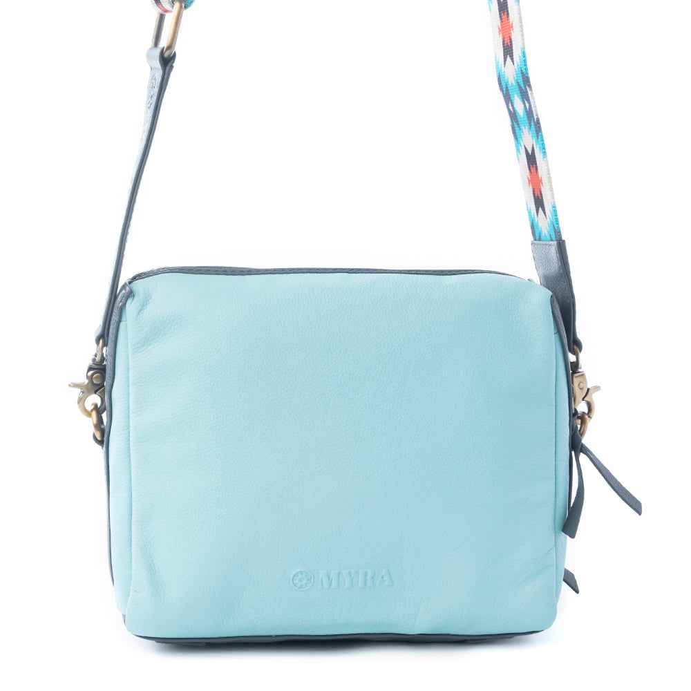 Myra Pueblo Charm Aztec Crossbody Bag in Frontier Blue