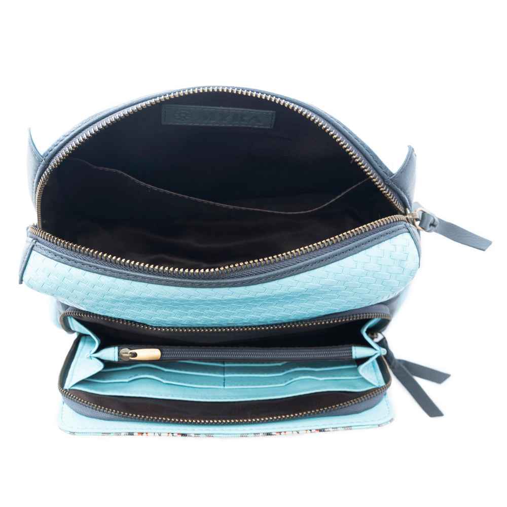 Myra Pueblo Charm Aztec Crossbody Bag in Frontier Blue