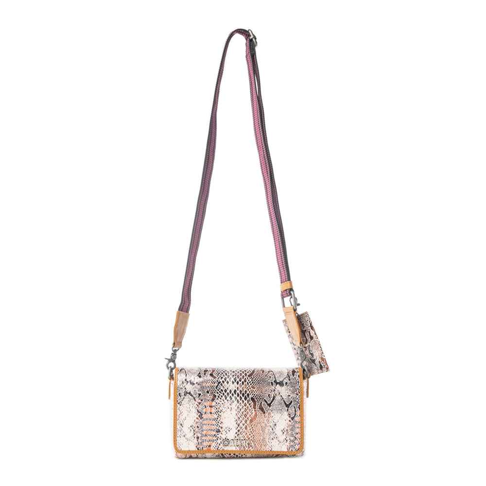 Myra Elysian Charm Leather Shoulder Bag in Onyx Snake Print