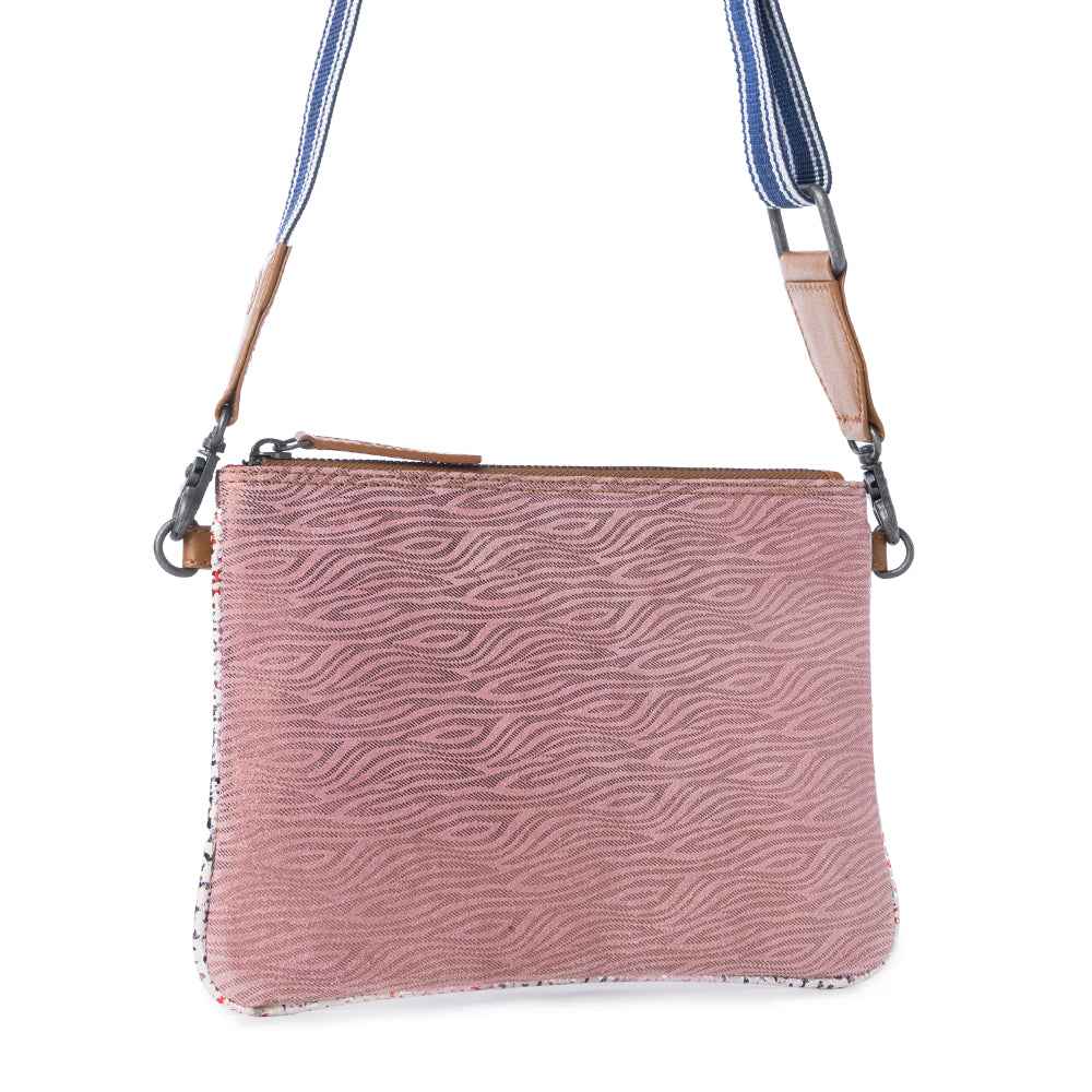 Myra Rosette Trail Leather Bag in Mauve Snake Print