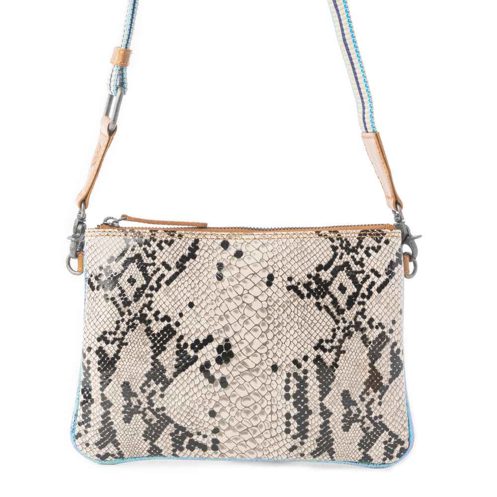 Myra Eden Mirage Leather Bag in Ivory Snake Print