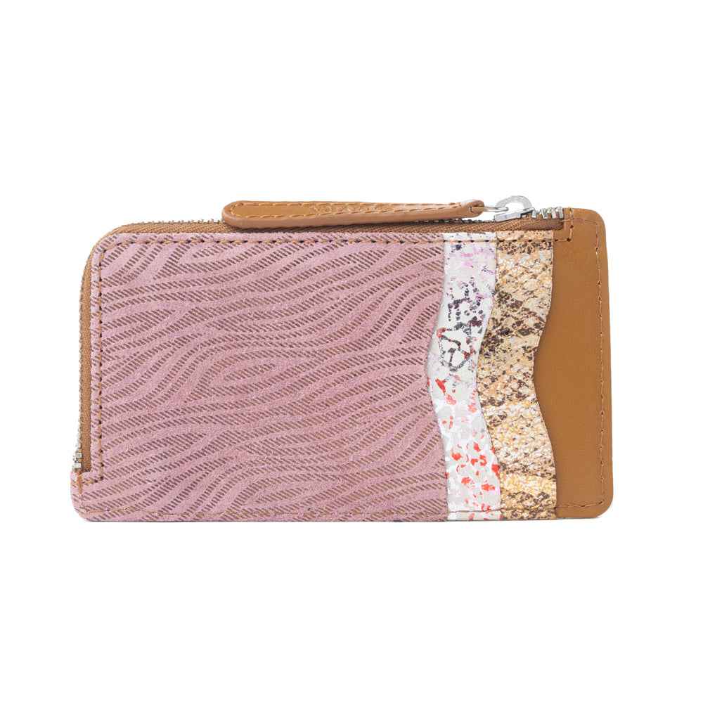 Myra Ashen Blush Leather Wallet in Mauve Snake Print
