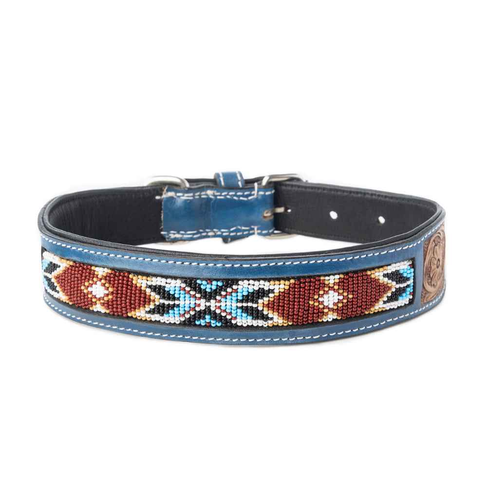 Running Free Beaded Heritage Dog Collar in Brown