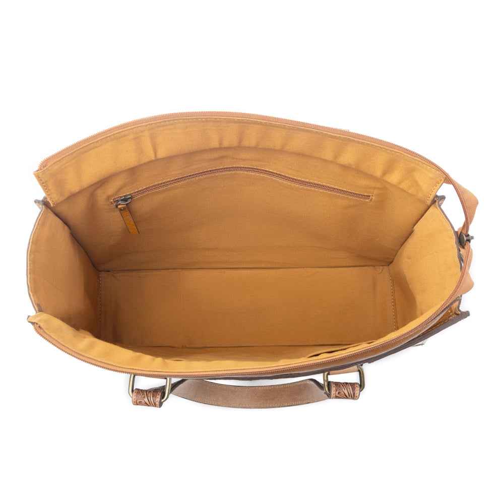 Myra Desert Jewel Handtooled Hairon Leather Concealed Carry Bag in Timber Brown