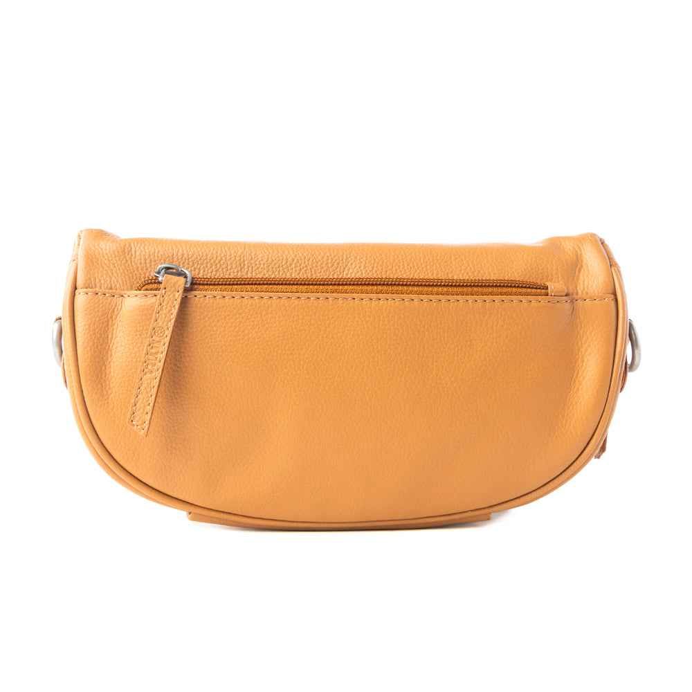 Myra Compass Mesa Leather Fanny Pack in Honey Cloud