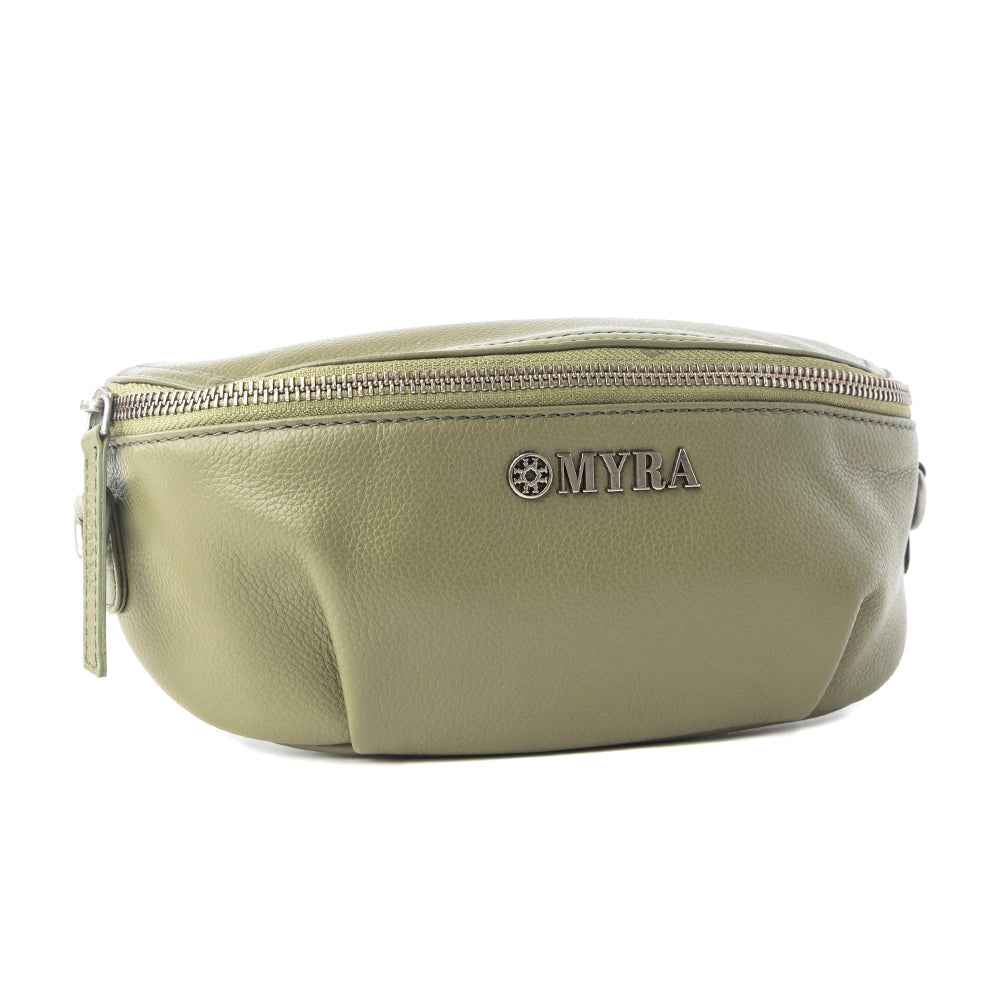 Myra Juniper Sage Leather Fanny Pack in Olive Trail