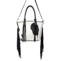 Myra High Plains Hairon Leather Concealed Fringe Carry Bag in Ebony Bone