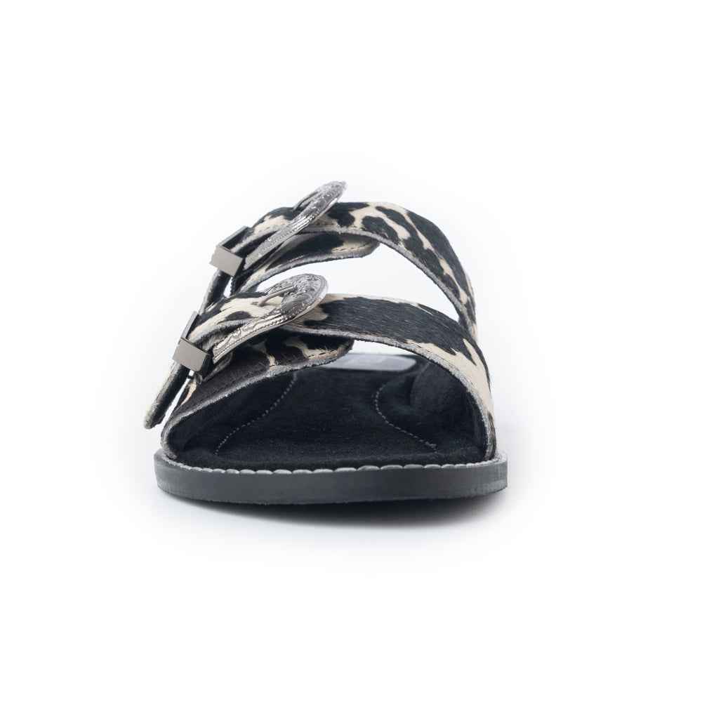 Myra Midnight Grove Hairon Leather Sandals in Ranch Ivory