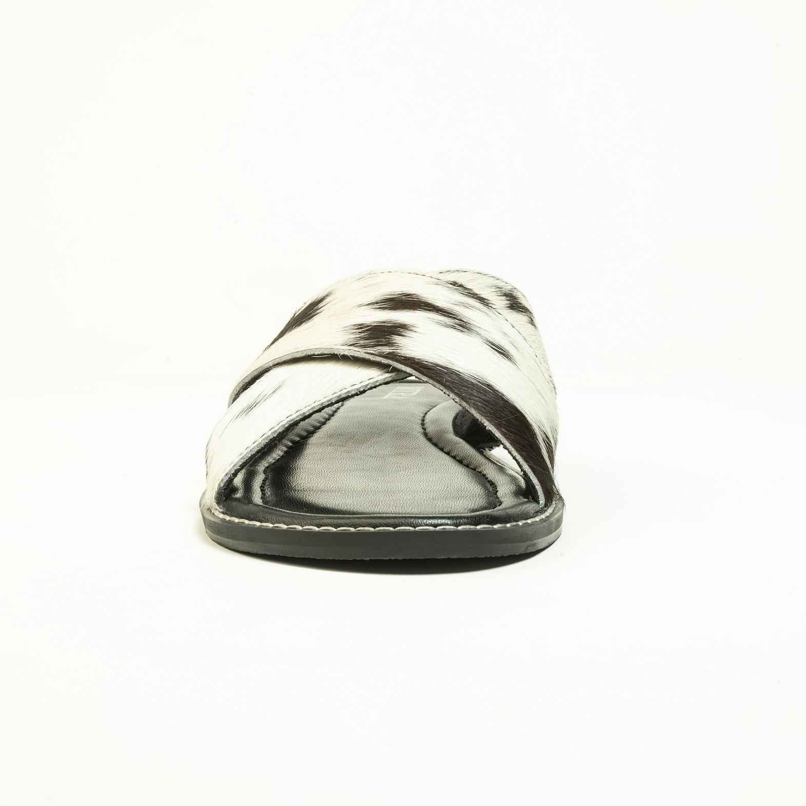 Myra El Paso Dawn Hairon Leather Sandals in Speckled White