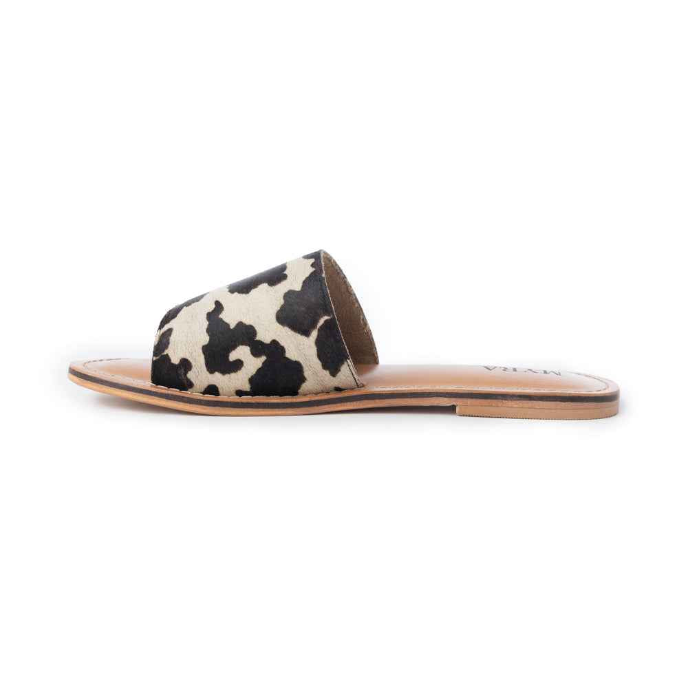 Myra Mojave Herd Hairon Leather Sandals in Creamhide White