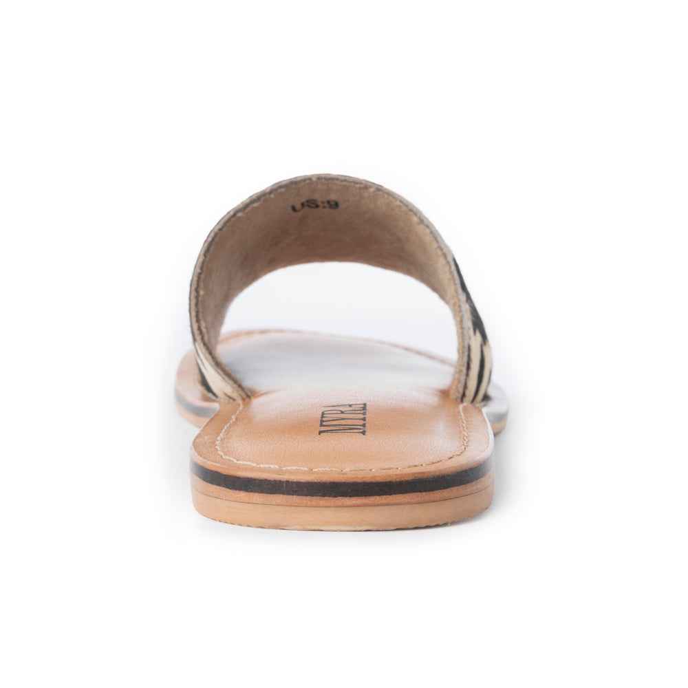 Myra Mojave Herd Hairon Leather Sandals in Creamhide White
