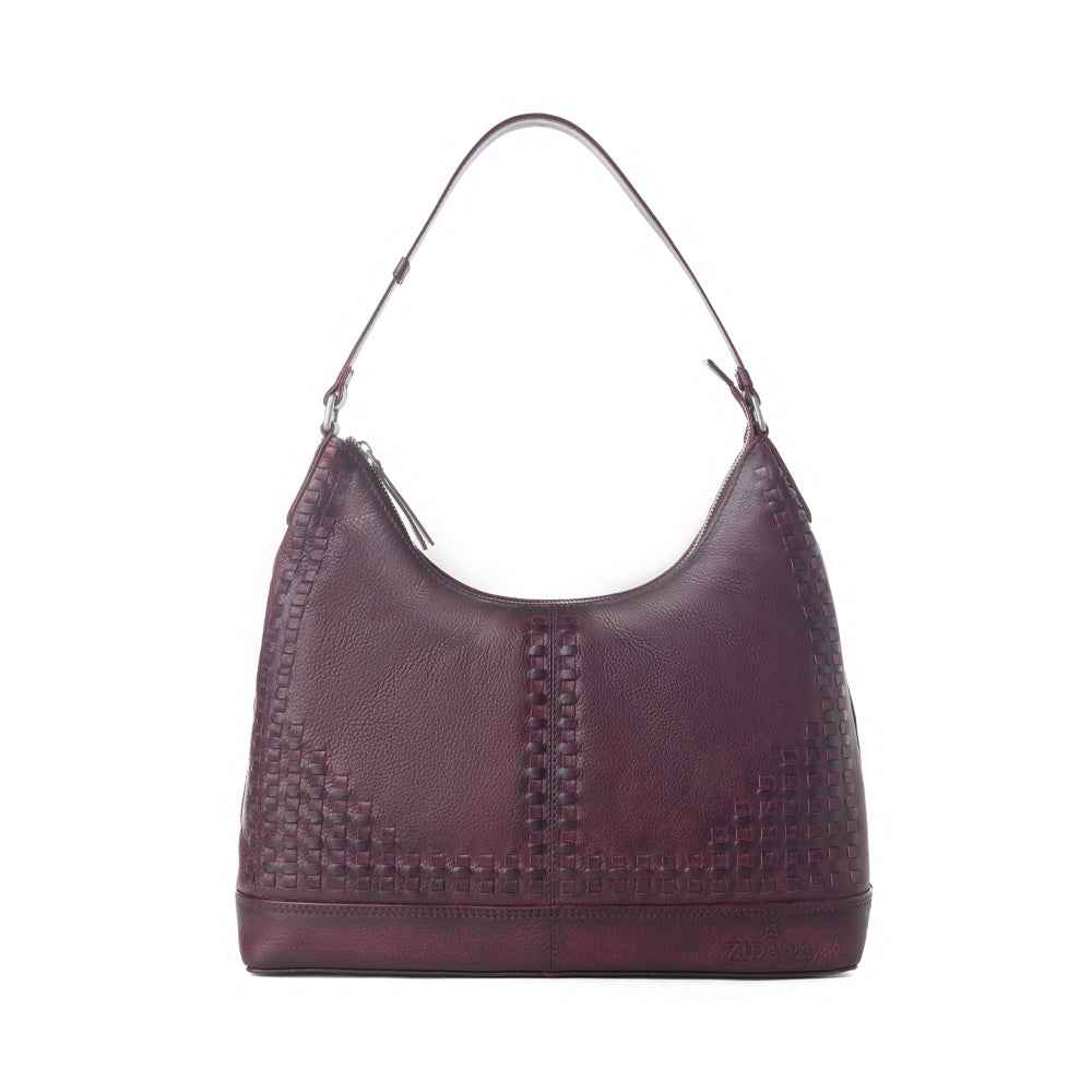 Myra Zidana Marlowe Dusk Veg Tanned Leather Bag in Deep Plum