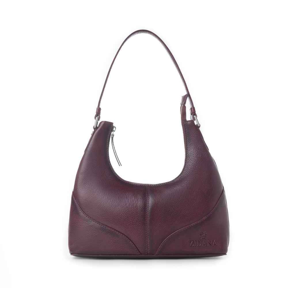 Myra Zidana Winchester Loop Veg Tanned Leather Shoulder Bag in Saddle Rose