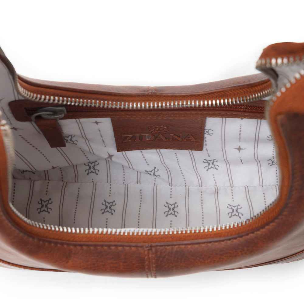 Myra Zidana Winchester Loop Veg Tanned Leather Shoulder Bag in Maple Glaze