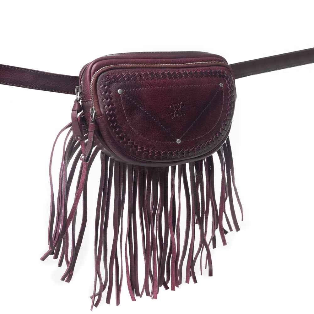 Myra Zidana Stormy Trails Fringed Veg Tanned Leather Bag in Raven Dusk
