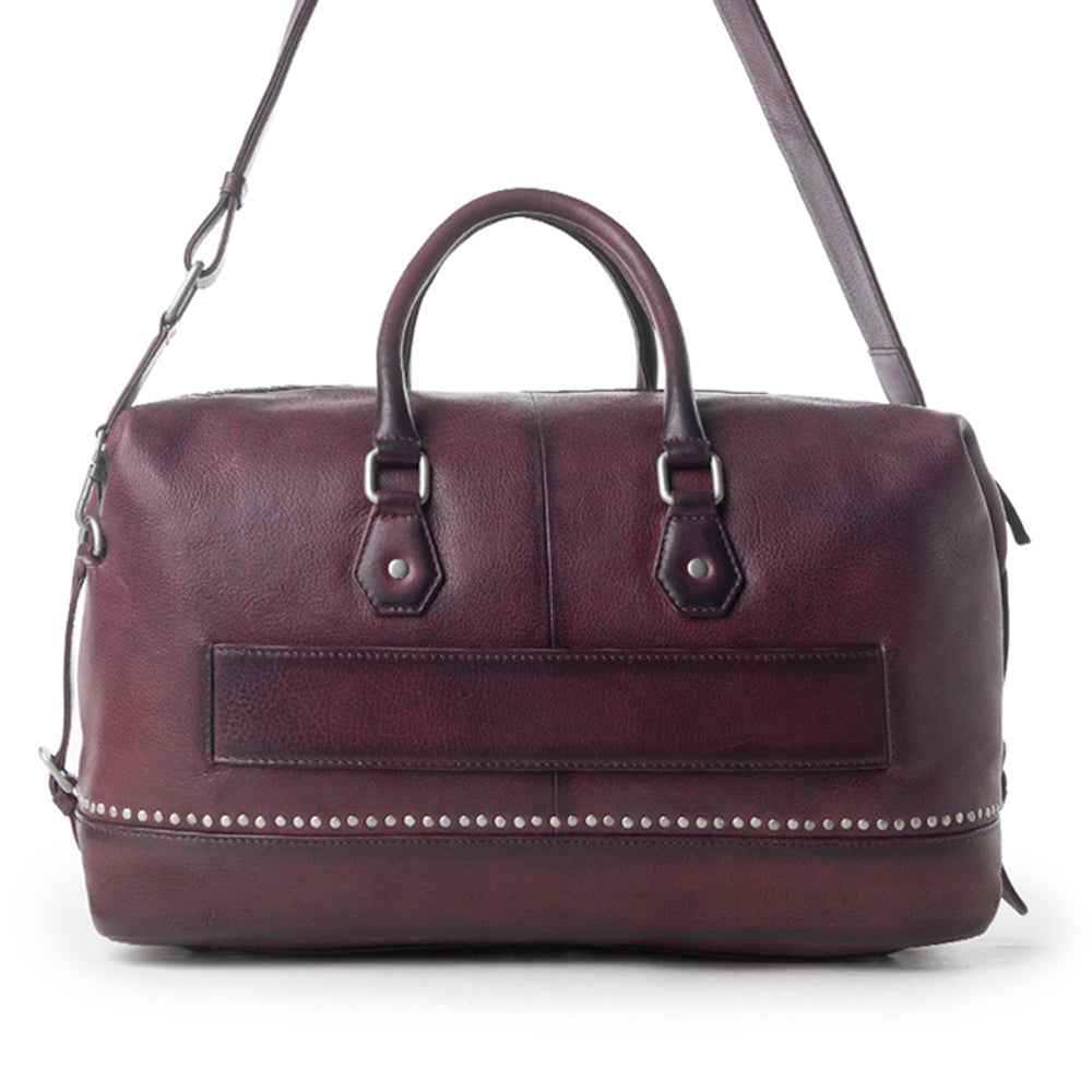 Myra Zidana Sundown Plains Veg Tanned Leather Traveller Bag in Dusty Berry