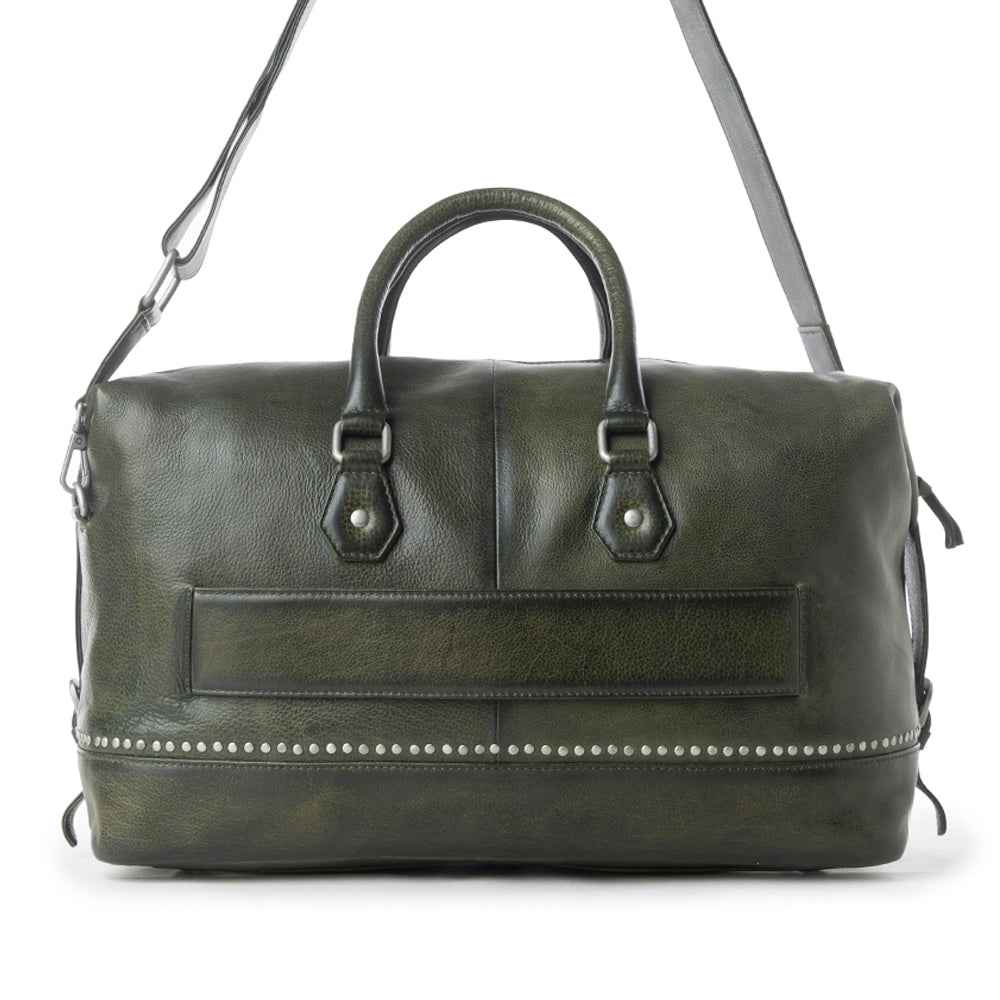 Myra Zidana Sundown Plains Veg Tanned Leather Traveller Bag in Sage Green