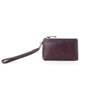 Myra Zidana Ethel Mini Veg Tanned Leather Wristlet in Rosa Maroon