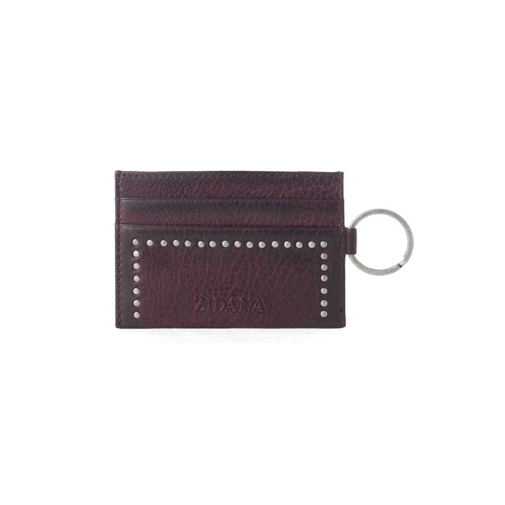 Myra Zidana Steelhoof Studded Veg Tanned Leather Wallet in Sienna Plum