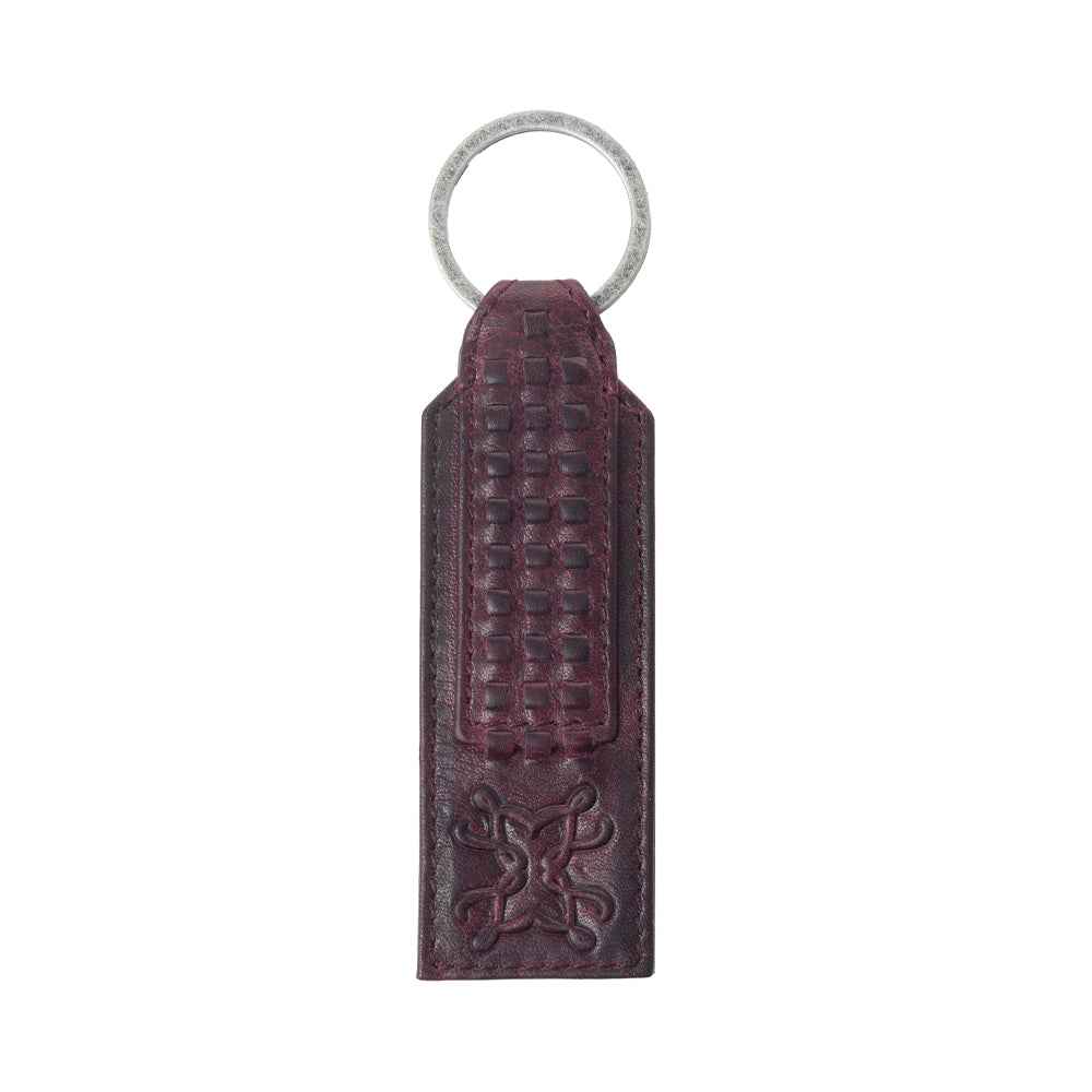 Myra Zidana Ardan Artistry Veg Tanned Leather Keyfob in Raven Maroon
