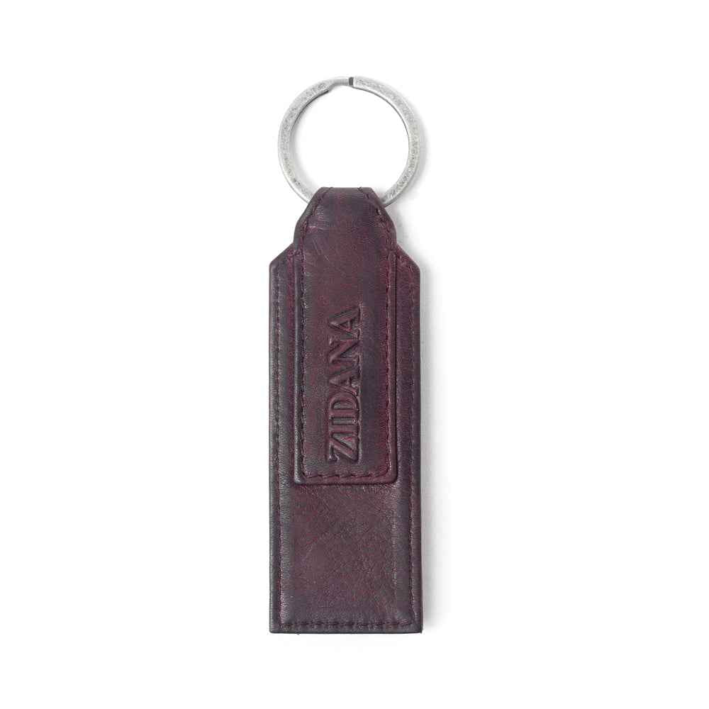 Myra Zidana Highland Studded Veg Tanned Leather Keyfob in Maroon Smoke