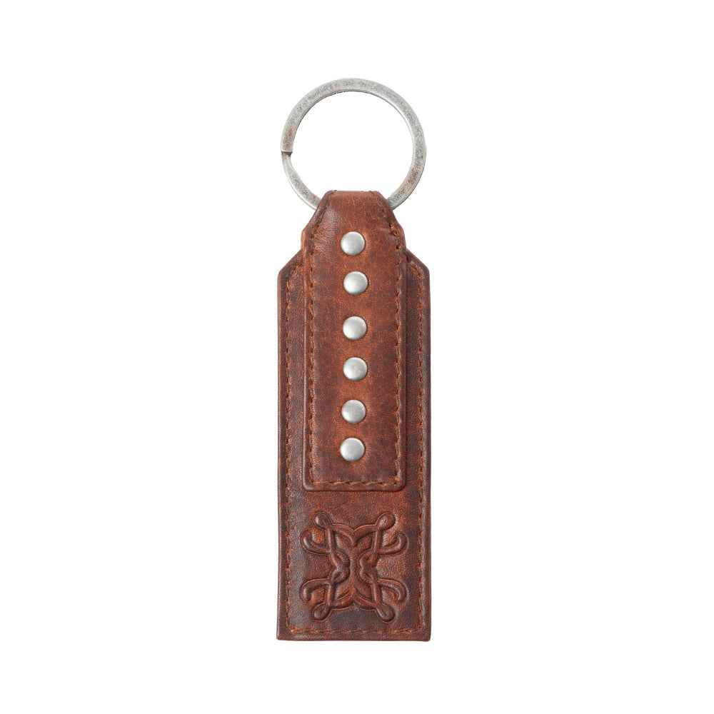 Myra Zidana Highland Studded Veg Tanned Leather Keyfob in Crimson Dust
