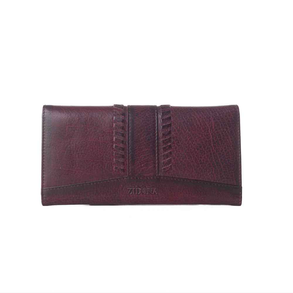 Myra Zidana Santa Fe Woven Veg Tanned Leather Wallet in Twilight Berry
