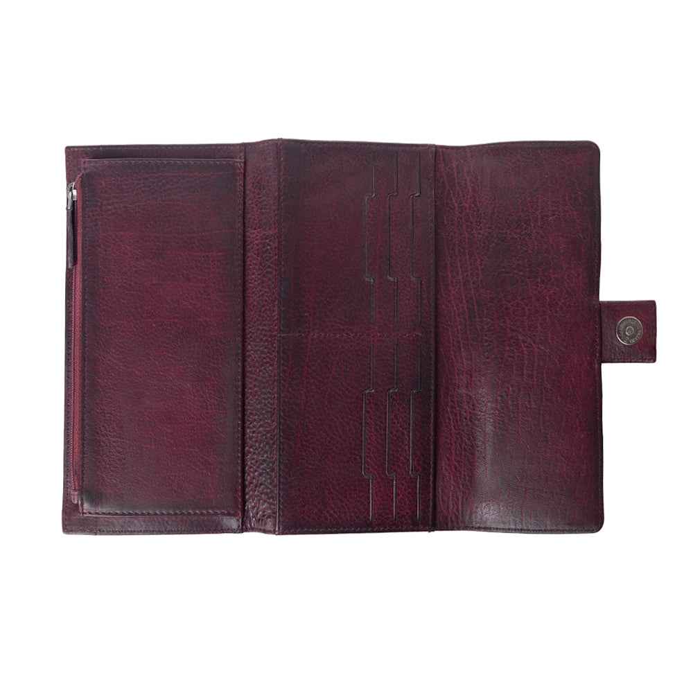 Myra Zidana Santa Fe Woven Veg Tanned Leather Wallet in Twilight Berry