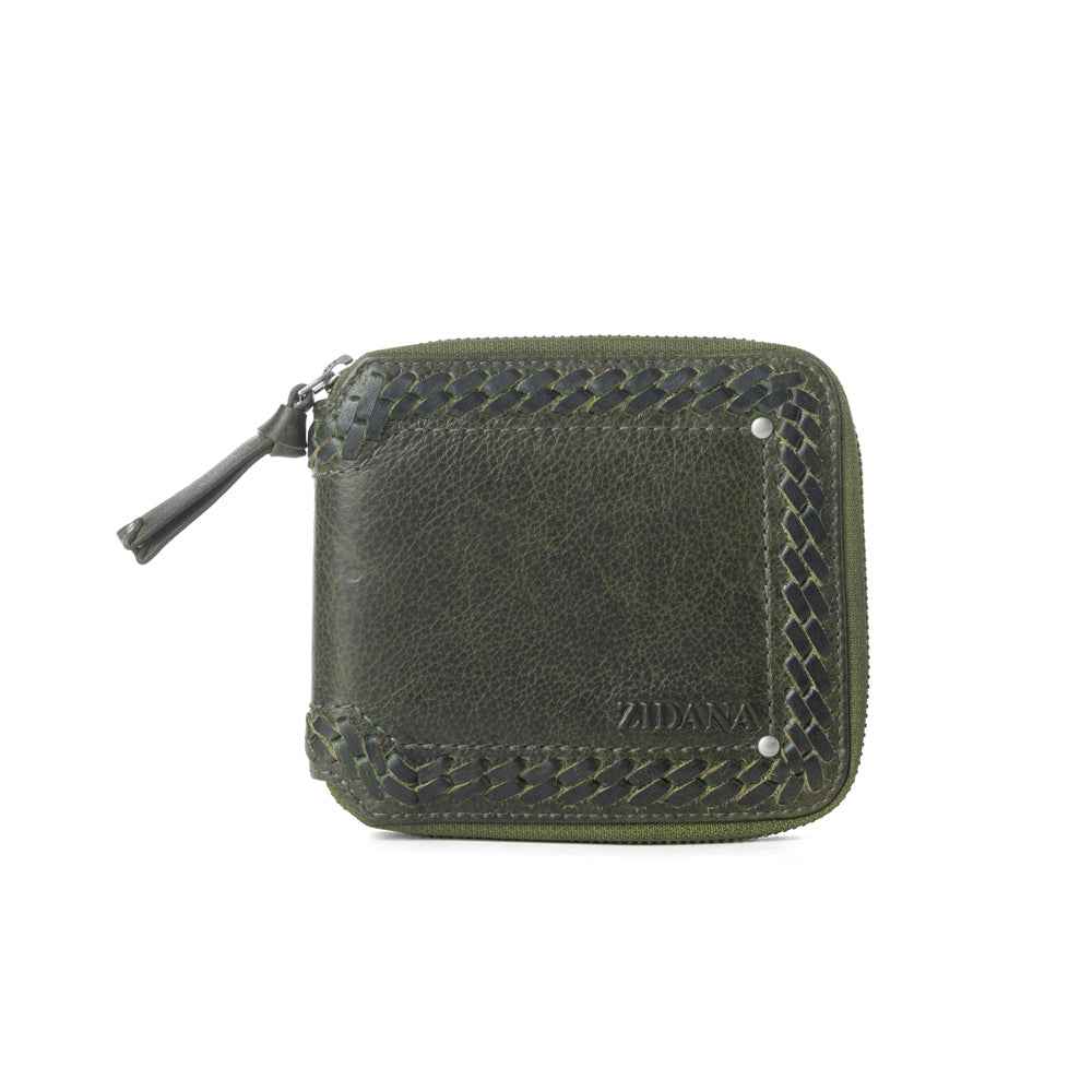 Myra Zidana Dante Men's Veg Tanned Leather Wallet in Army Ivy