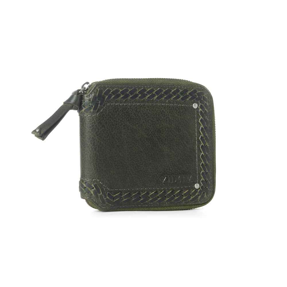 Myra Zidana Dante Men's Veg Tanned Leather Wallet in Army Ivy