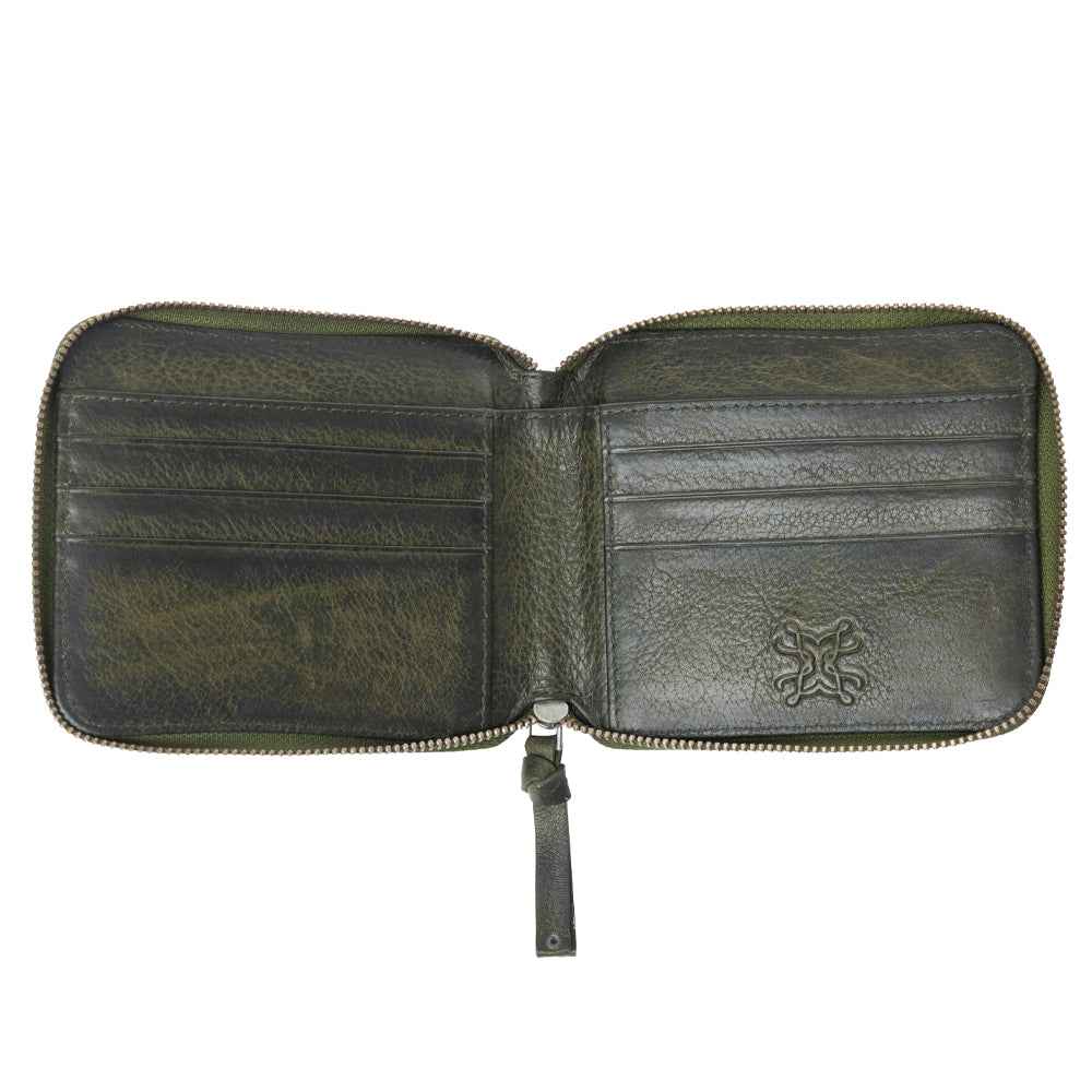 Myra Zidana Dante Men's Veg Tanned Leather Wallet in Army Ivy