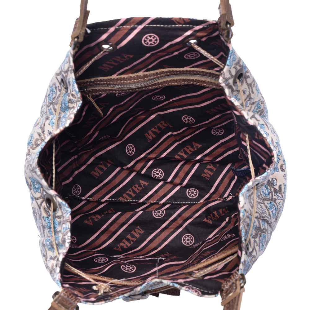 Myra Southern Bloom Cotton & Leather Bucket Bag in Oasis Cream