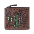 Myra Briar Creek Handtooled Leather Credit Card Holder in Sage Tan