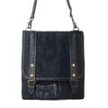 Myra Dustrider upcycled canvas vintage style Concealed-Carry bag for Women in black with leather detail
