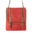 Myra Dustrider upcycled canvas vintage style Concealed-Carry bag for Women in red with leather detail
