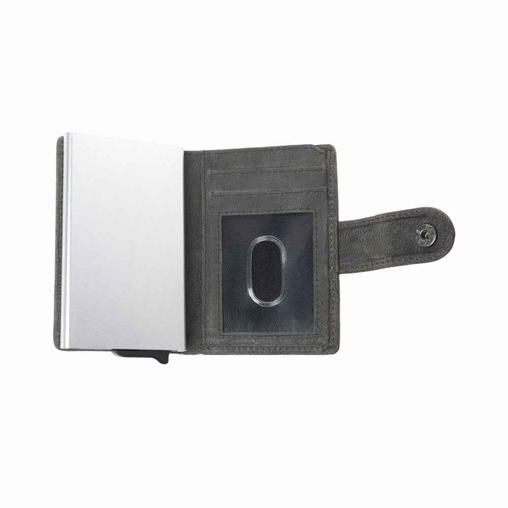 Myra Monsoon Ink Hairon Leather Credit Card Holder in Dust Black