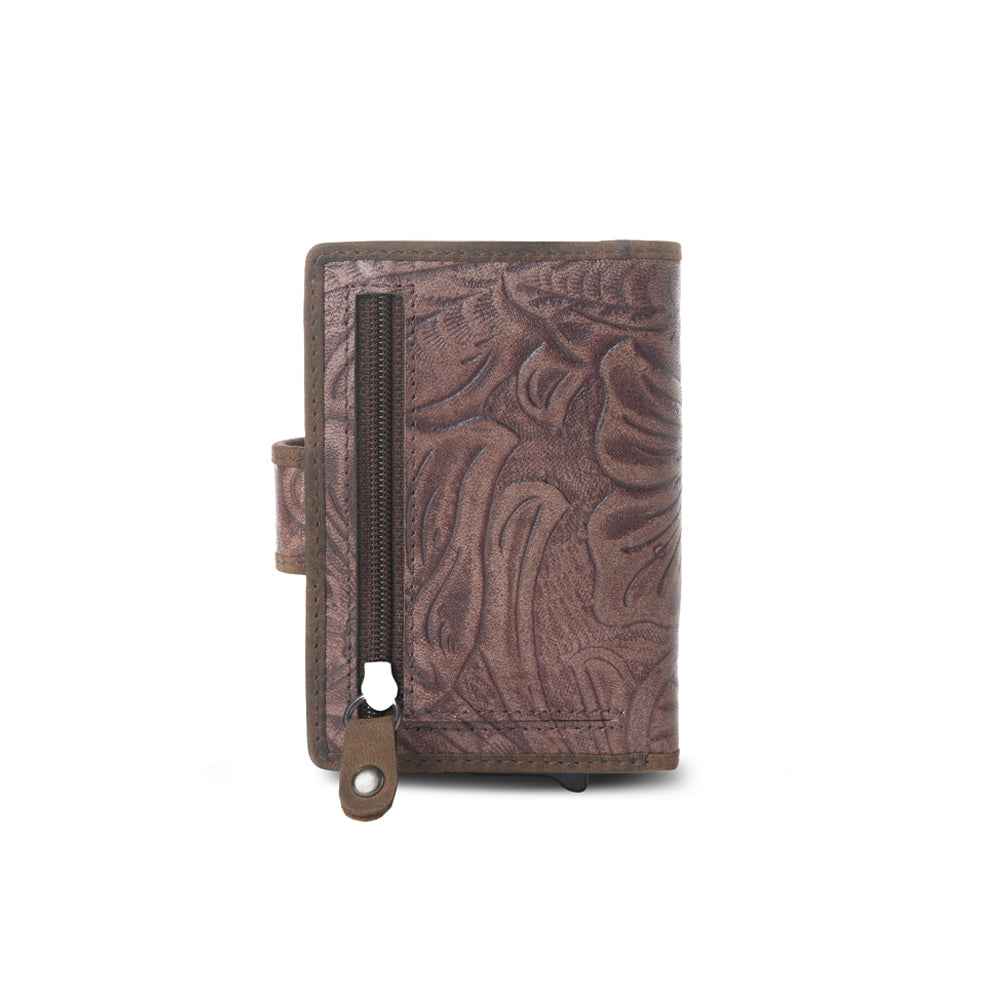 Myra Laredo Trail Leather Credit Card Holder in Smoky Walnut