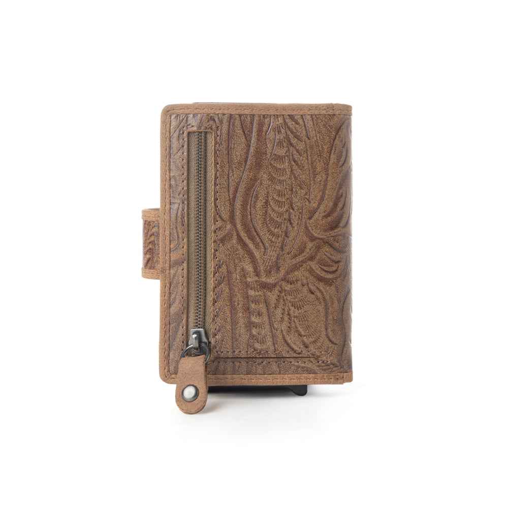 Myra Vintage Savanna Leather Credit Card Holder in Oak Brown