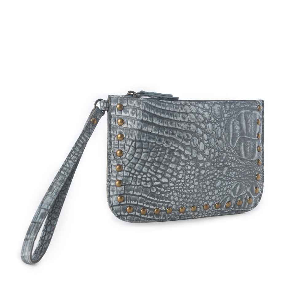 Myra Petalwild Western Wallet for Women in blue sage with embossed detail