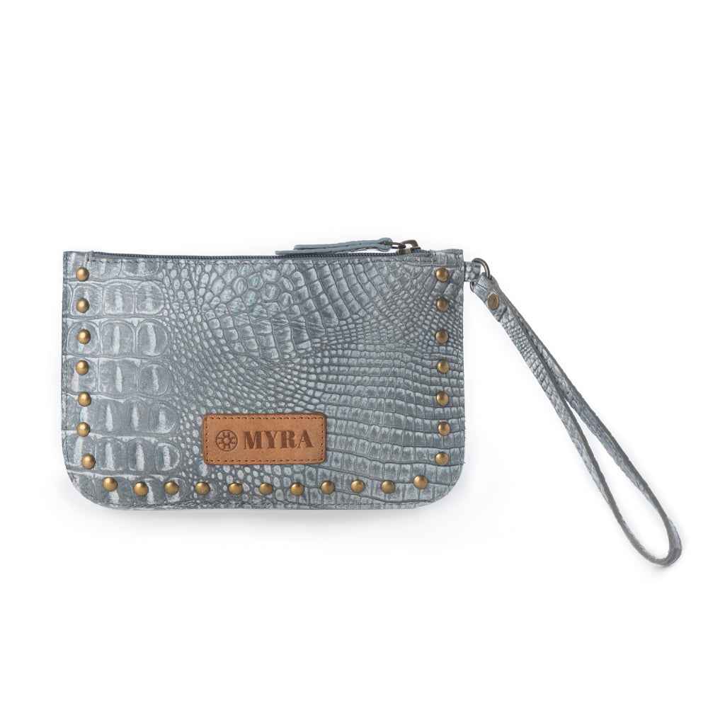 Myra Petalwild Western Wallet for Women in blue sage with embossed detail
