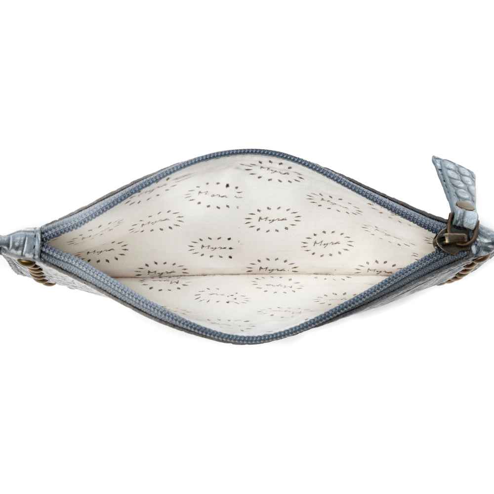 Myra Petalwild Western Wallet for Women in blue sage with embossed detail