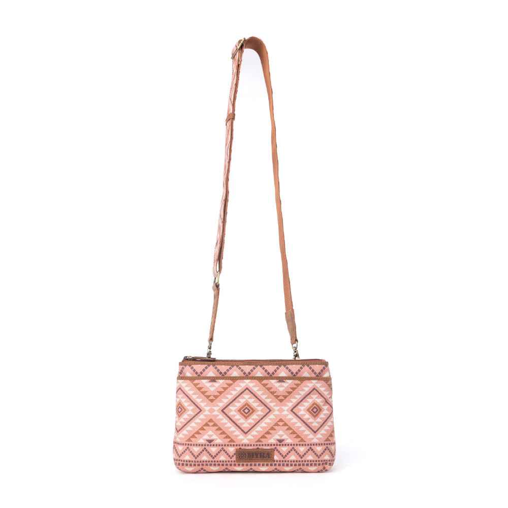 Myra Tribal Hollow Cotton & Leather Crossbody Bag in Terra Cider