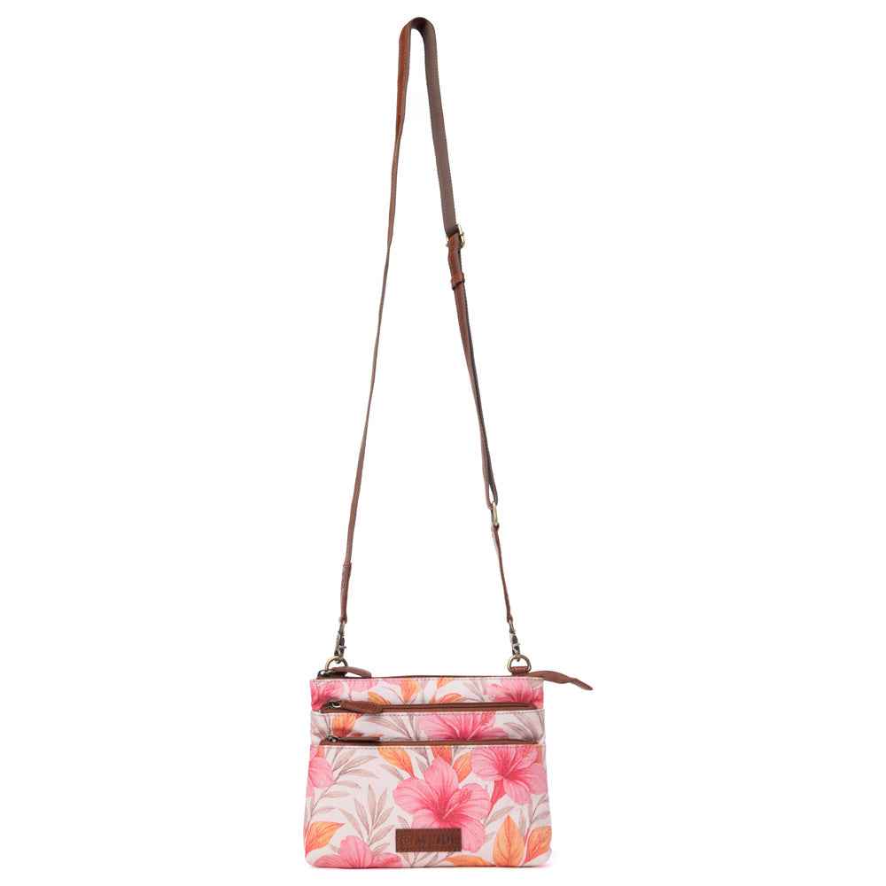 Myra Maple Ridge Cotton & Leather Crossbody Bag in Rose Petal