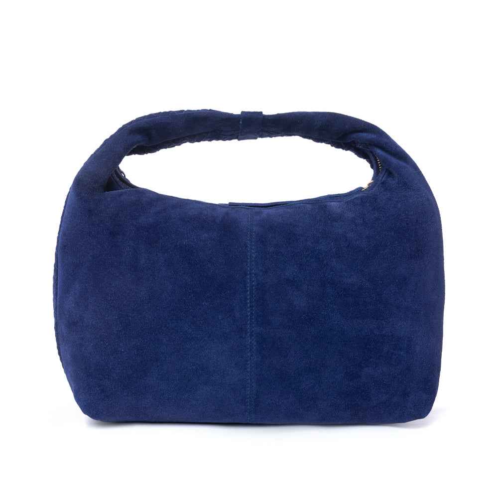 Myra Saddle Weave Genuine Suede Leather Bag in Royal Blue