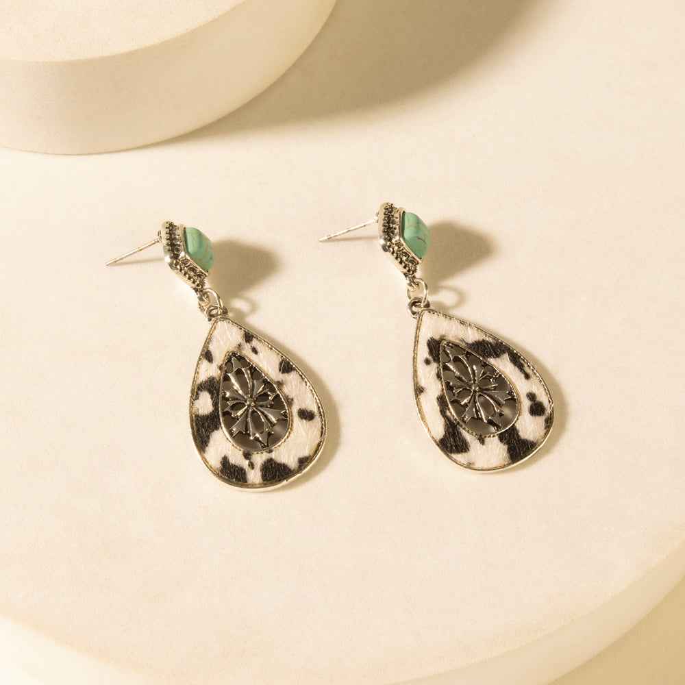 Myra Hide and Halo Earrings in Turquoise