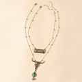 Myra Twin Horn Layered Necklace in Turquoise