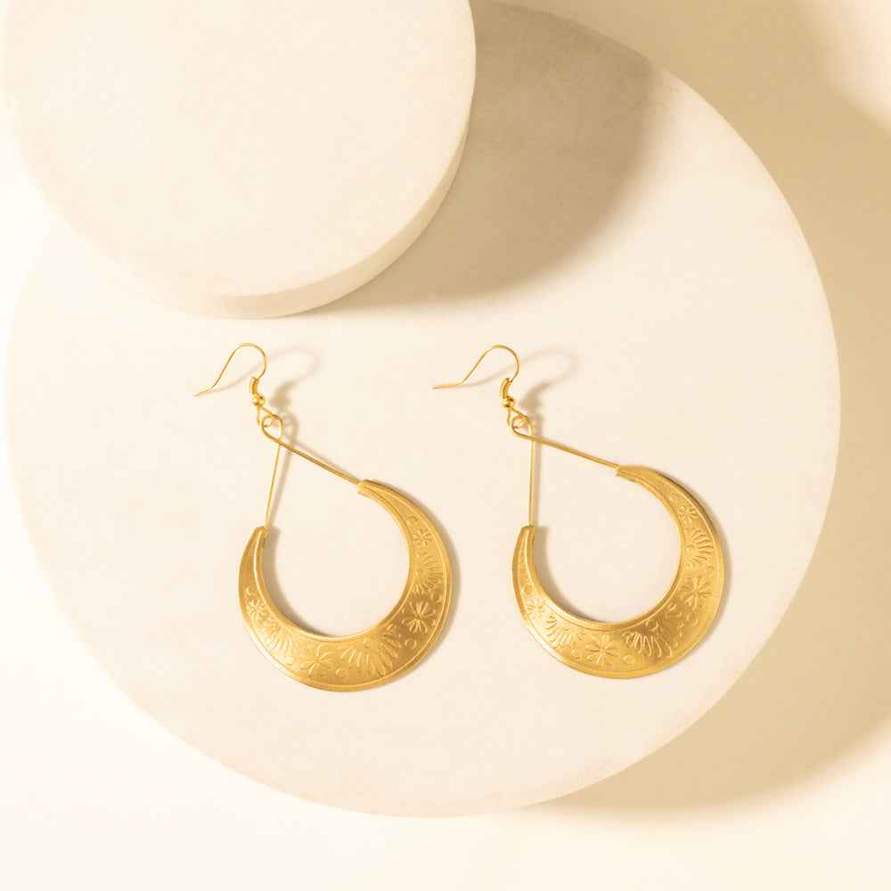 Myra Crescent Earrings in Amber